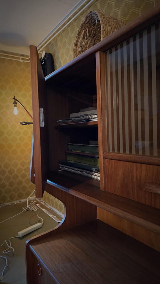 Image 1 of Danish Teak Highboard With Glass Windows