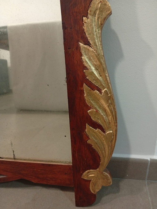 Prachtige originele art nouveau gebeeldhouwde spiegel