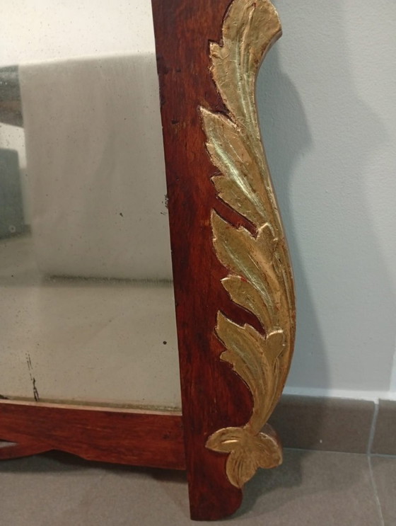 Image 1 of Prachtige originele art nouveau gebeeldhouwde spiegel