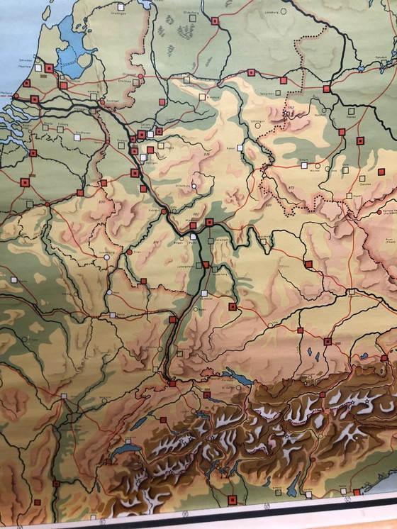 Image 1 of Vintage schoolplaat schoolkaart Midden-Europa 120 x 90  Bos Zeeman