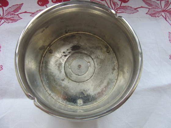 Image 1 of SILEA Wijnfleshouder/onderzetter met vliegende ganzen, verzilverd, barbenodigdheden, vintage