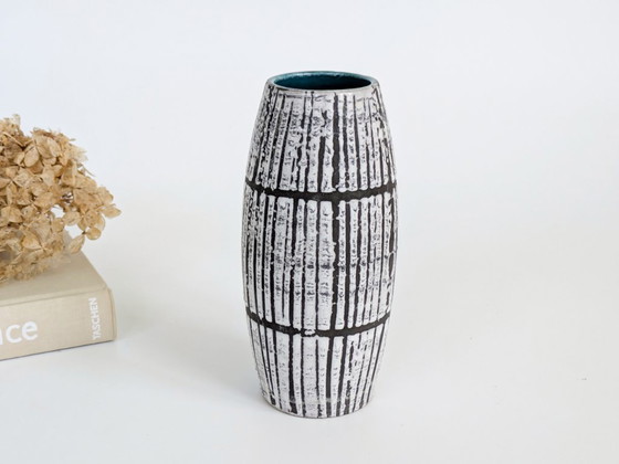 Image 1 of Scheurich Keramik Bambus Europ Linie West-Duitsland Zwart Wit Lava Glazuur Vaas