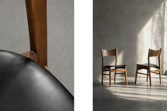 Image 1 of Vintage Mid-Century Scandinavian Modern Dining Chairs in Beech and Teak, 1960s, Set of 4