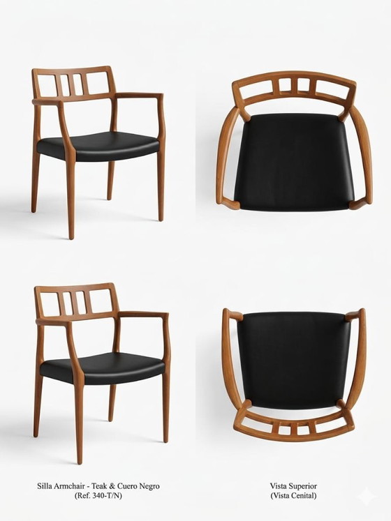 Image 1 of Comedor de Diseño  Danés: 5 sillas J.L. Møller (Niels Otto Møller) + mesa de Teca