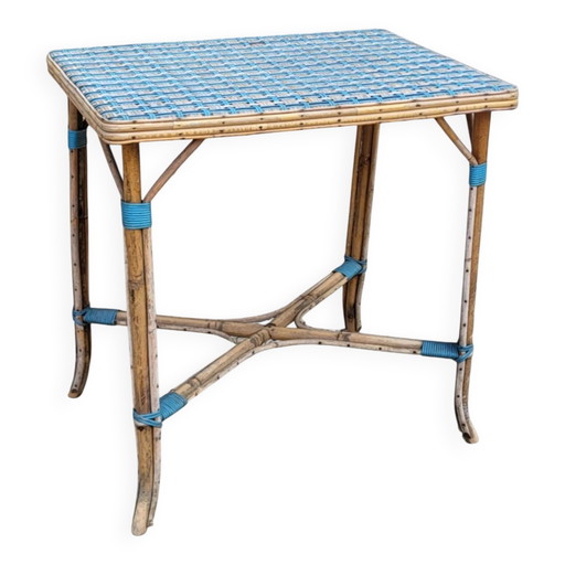 Mesa de ratán trenzado, mediados del siglo XX