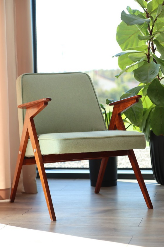 Image 1 of Vintage Armchair Mint Green Wool Mid Century Modern Design