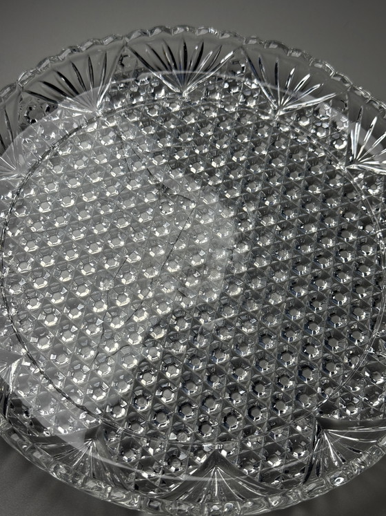 Image 1 of Campana para queso/mantequilla de vidrio prensado estilo Art Déco – Verreries de Scailmont, Bélgica, década de 1930