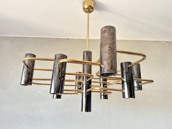 Vintage Sciolari for Boulanger pendant lamp – Chrome, Brass (photo 2 of 14)