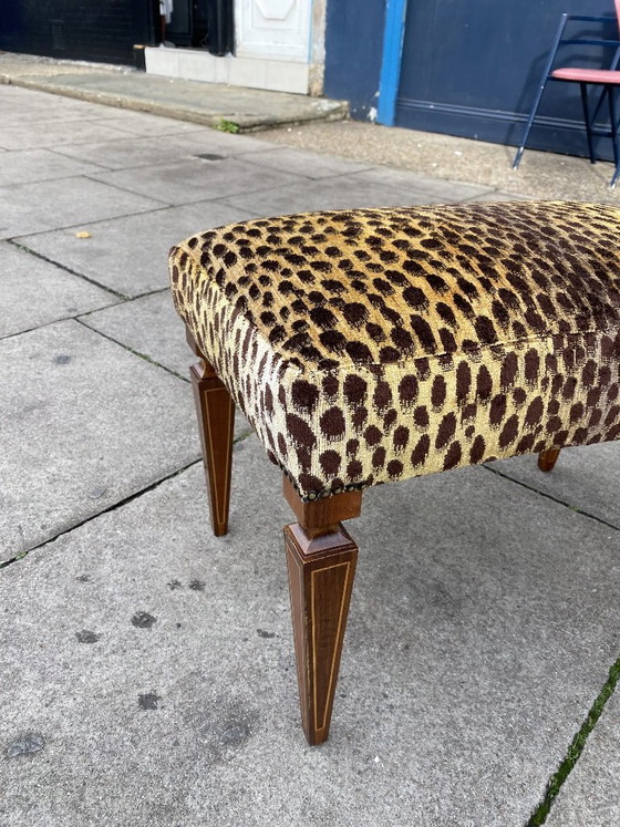 Image 1 of 1950s Paolo Buffa Stool In Silk Velvet Cheetah By Jim Thompson Seat Italy Restored And Upholstered