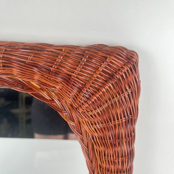 Image 1 of Petit Miroir en osier tressé, 1960