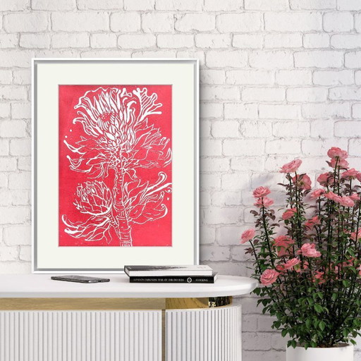 Protea Linocut Print
