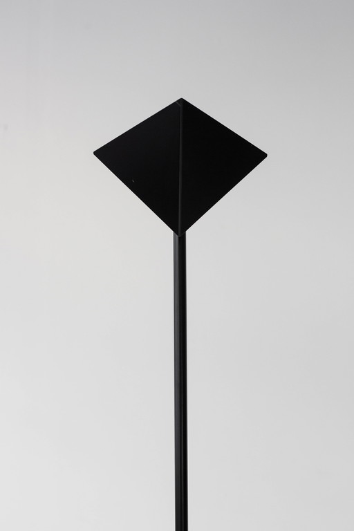 Black Metal Geometric Floor Lamp by La Relco Milano, 1980s