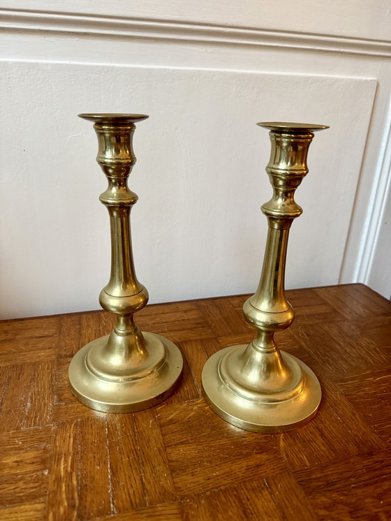 Image 1 of Coppia di candelieri in ottone dorato