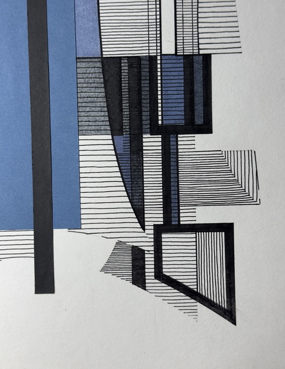 Eugène Eechaut (1928–2019) — Composizione Astratta Geometrica con Collage, 1982 – Dipinti e disegni, Paper (photo 6 of 13)