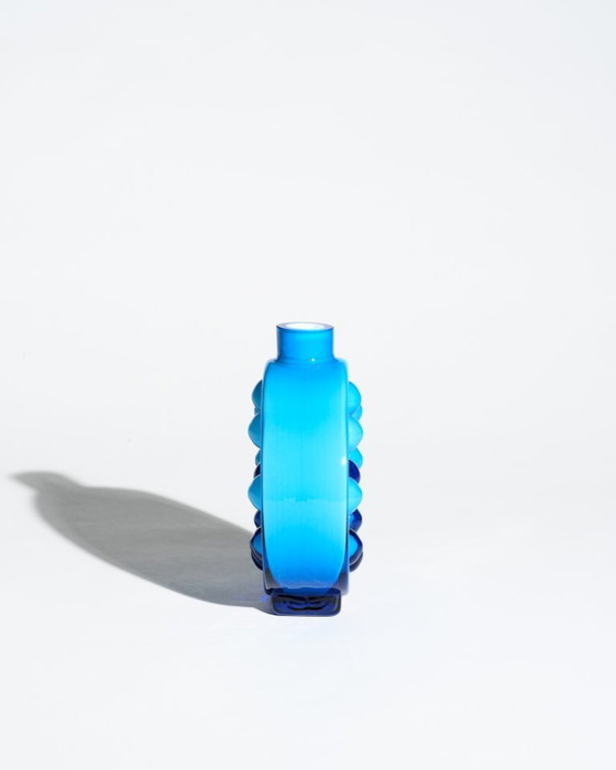 Image 1 of Friedrich Kristall „Bubble“ Pop-Art-Vasen-Duo – Blaues Überfangglas, Deutschland, 1970er Jahre