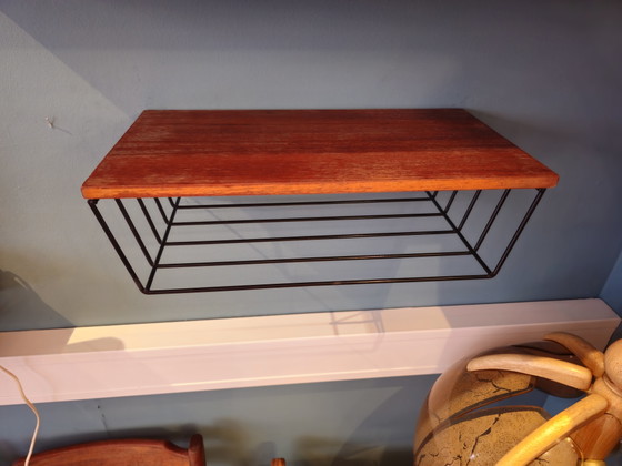 Image 1 of Vintage Midcentury Wall Cabinet Wall Rack Steel Teak Veneer