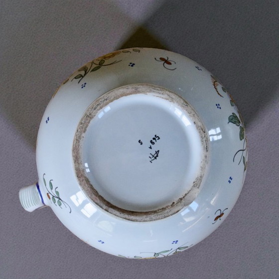 Image 1 of Handcrafted French carafe from Moustiers, hand-painted