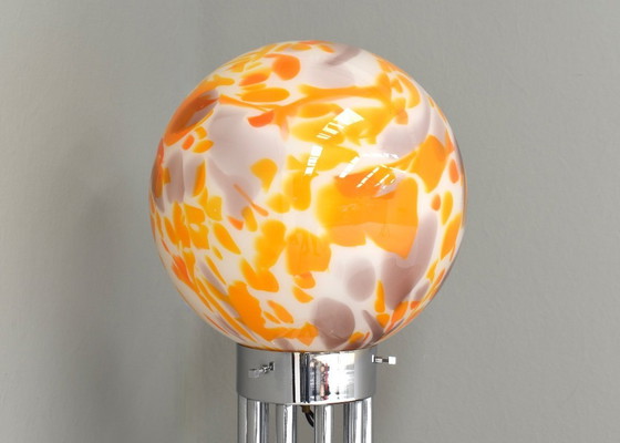 Image 1 of Goffredo Reggiani Lámpara de pie en cristal de Murano, mármol y cromo - Italia, 1970s