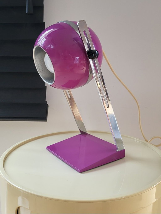 Space Age Eyeball Tischlampe lila und Chrom-Finish, 1960er Jahre