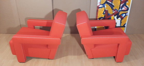 Image 1 of Cassina 2 Poltrona 637 Utrecht Nuova Mai Usata Lampo Rosso Lana 13L