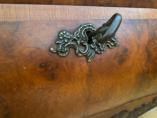 Neorococo belly cabinet with ornate hardware - elegant accent piece