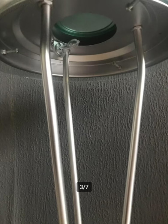 Image 1 of Vintage UFO Table Lamp 1980s Metallic Silver - Space Age