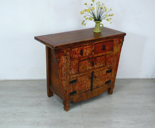 Sideboard, coffee bar, reclaimed wood, shabby chic, brown-red