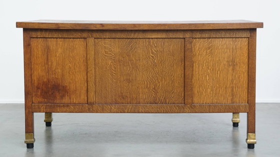Image 1 of Antiker Art Deco Schreibtisch aus dem frühen 20. Jahrhundert aus Eichenholz im Stil der Amsterdamer Schule