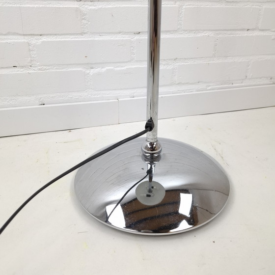 Image 1 of Lampada da terra vintage a fungo in stile Bauhaus cromata/nera, design Memphis Milano anni '80