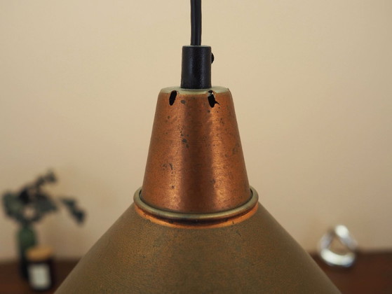Deense messing hanglamp met industriële kegelvormige kap, Scandinavisch modern design, jaren 60 – Hanglampen (photo 5 of 11)