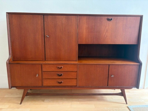 Armoire murale vintage Wébé en teck – 1960 – Louis Van Teeffelen – wandkast, Wood