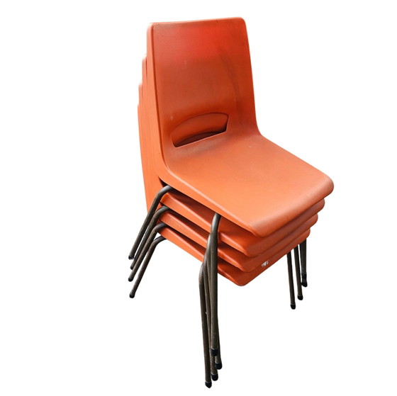4 x Philippus Potter stacking chairs for Ahrend / Moulded seat / 1970s – Folding chairs (photo 5 of 14)