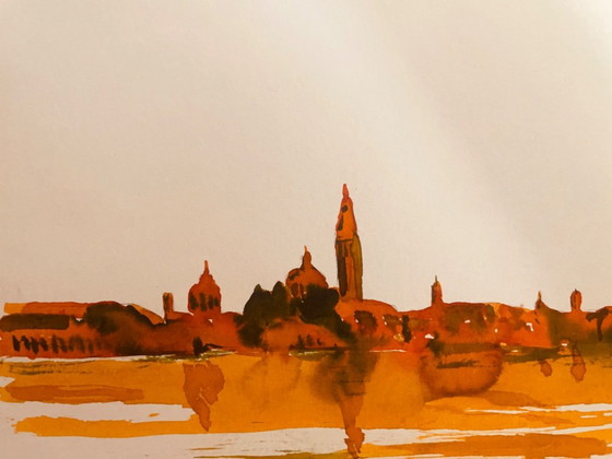 Cuadro Firmado: Paisaje Italiano al Amanecer 'Amanecer sobre Venecia' – Arte, Paper (photo 5 of 11)