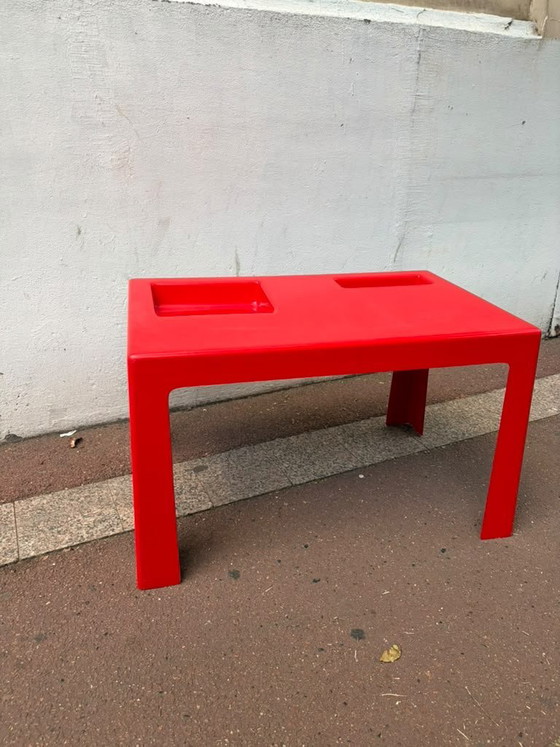 Scrivania per bambini in fibra di vetro Marc Berthier, Tavolini, Plastica, Rosso, Modern (foto 5 di 6)