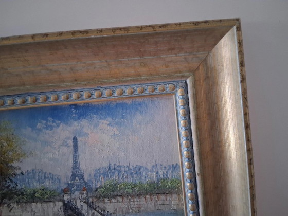 Image 1 of CAROLINE C. BURNETT | Figure/Torre Eiffel/Parigi | Dipinto originale ad olio su cartone