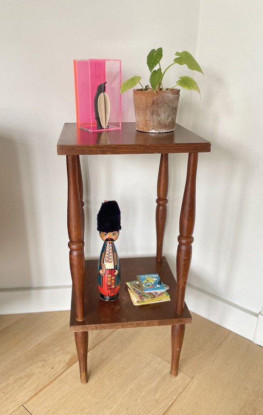 Mesa auxiliar de madera vintage para plantas