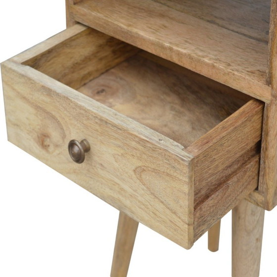 Mini Eichenholz-Optik Nachttisch – Kompaktes Mangoholz mit Schublade – Artisan, Nachttische, Metal, Wood (photo 7 of 10)