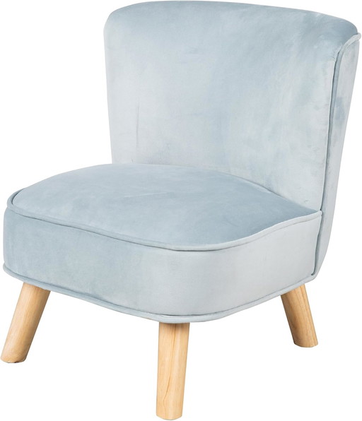 Roba Lil Sofa, high chair for boys and girls, comfortable chair with stable wooden legs and gray velvet