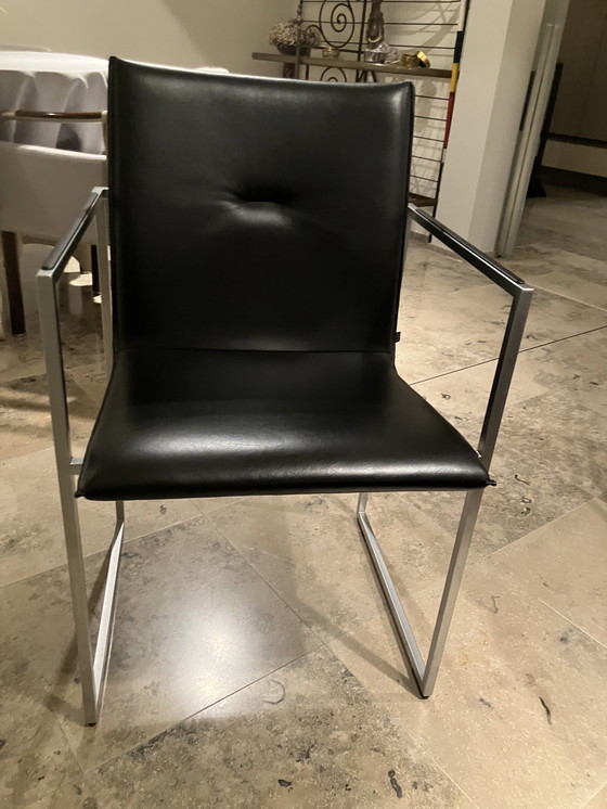 Image 1 of 6 stijlvolle, zwarte, leren stoelen van het met Arco