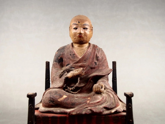 Antique Kobo Daishi Statue in Zushi Shrine – Japan Edo Period Buddha – Sculpture, Wood (photo 20 of 40)