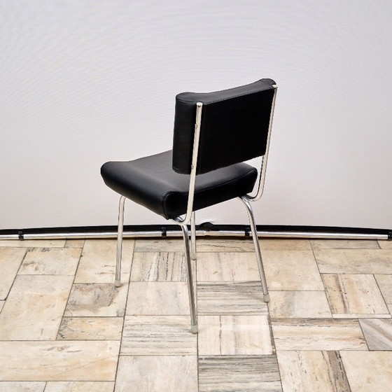 Image 1 of Sedia vintage in pelle con gambe cromate, anni '70, Cecoslovacchia