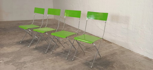 4 chaises pliantes de jardin en métal
