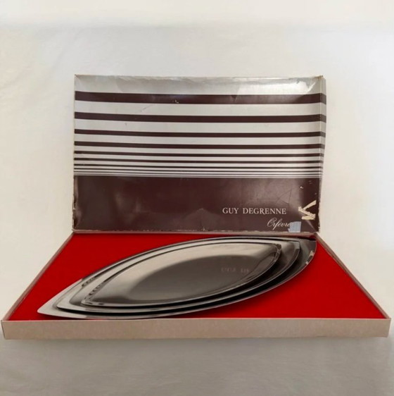 Image 1 of Piatti da portata francesi in acciaio inox 'Cosmos' di Guy Degrenne (set di 3)