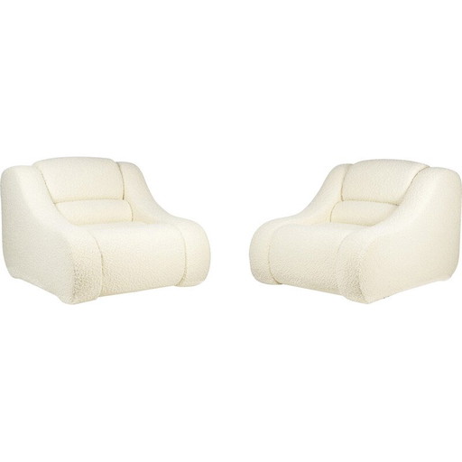Paire de fauteuils rectangulaires vintage à fines boucles, Italie