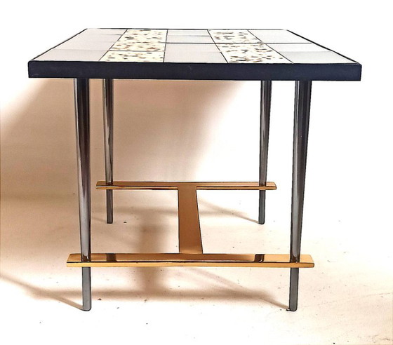 Image 1 of Salontafel uit de jaren 50, keramiek en bladgoud, hoogte 36 cm