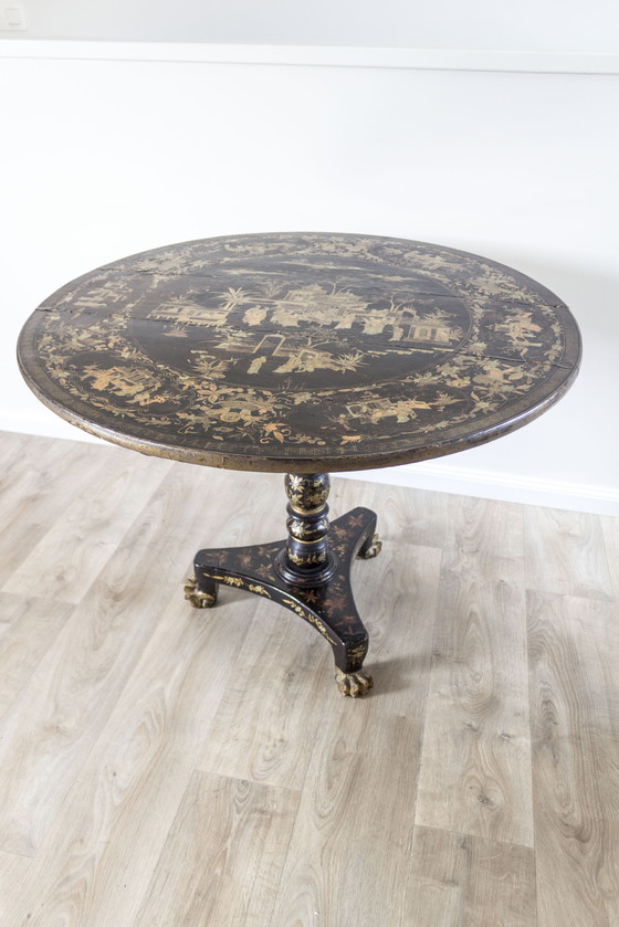 Image 1 of Antico tavolo rotondo cineserie del XIX secolo – Esportazione cinese, ca. 1850