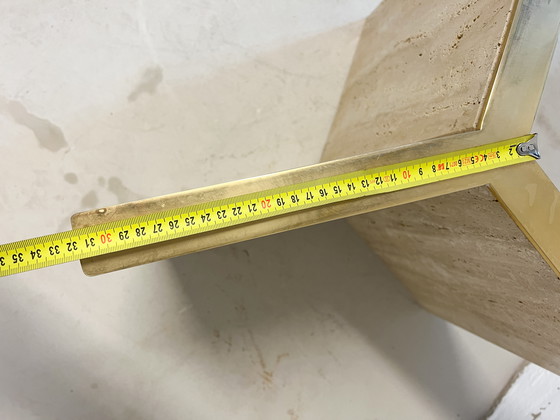 Image 1 of Vintage travertine glass coffee table