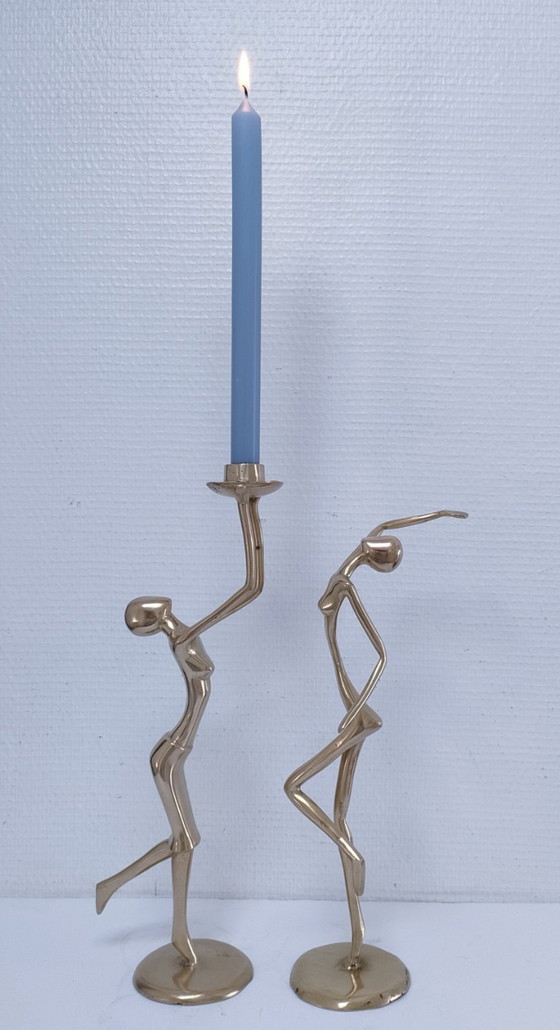 Candeliere scultoreo vintage in bronzo dorato e bronzo dorato – Portacandele, Bronze (photo 8 of 9)