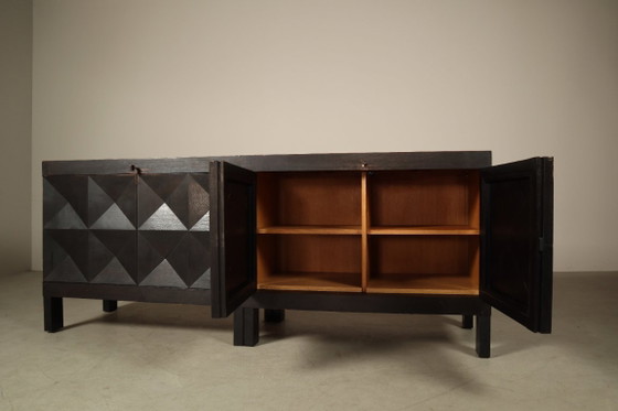 Jean Batenburg for MI Credenza Brutalista in Rovere Ebanizzato, Belgio, Anni '60 – Credenze, Wood (photo 6 of 17)