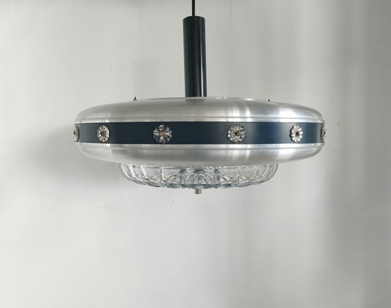 Vintage Mid-Century Space Age UFO Pendant Lamp/ Aluminum & Cut Glass (1960s/1970s) – Ceiling lights, Other (photo 5 of 27)